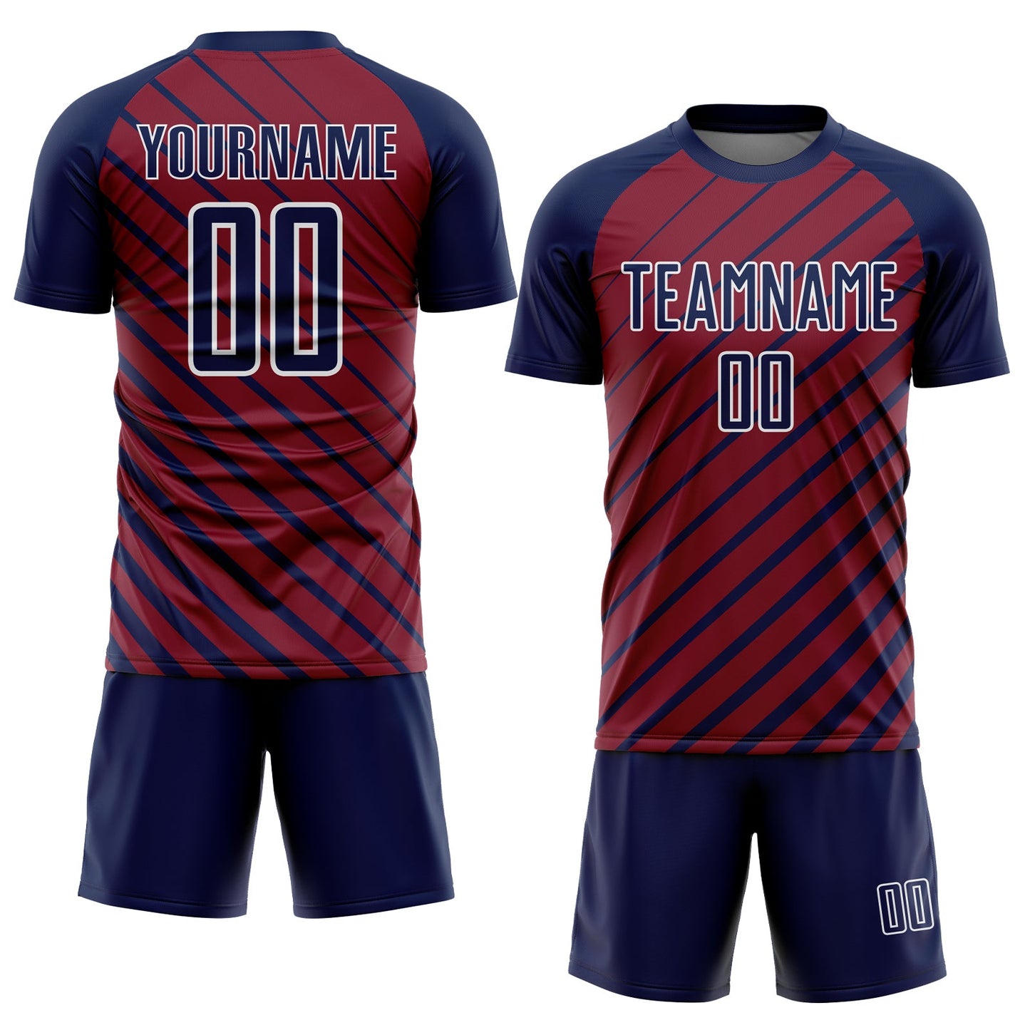 Custom Navy Crimson-White Lines Sublimation Soccer Uniform Jersey Limited