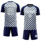Custom Navy Silver-White Lines Sublimation Soccer Uniform Jersey Limited
