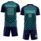Custom Navy Teal-White Lines Sublimation Soccer Uniform Jersey Limited