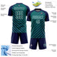 Custom Navy Teal-White Lines Sublimation Soccer Uniform Jersey Limited