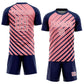Custom Navy Medium Pink-White Lines Sublimation Soccer Uniform Jersey Limited