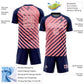 Custom Navy Medium Pink-White Lines Sublimation Soccer Uniform Jersey Limited
