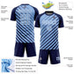 Custom Navy Light Blue-White Lines Sublimation Soccer Uniform Jersey Limited