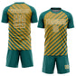 Custom Teal Old Gold-White Lines Sublimation Soccer Uniform Jersey Limited