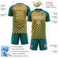 Custom Teal Old Gold-White Lines Sublimation Soccer Uniform Jersey Limited