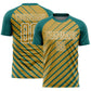 Custom Teal Old Gold-White Lines Sublimation Soccer Uniform Jersey