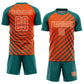 Custom Teal Orange-White Lines Sublimation Soccer Uniform Jersey Limited
