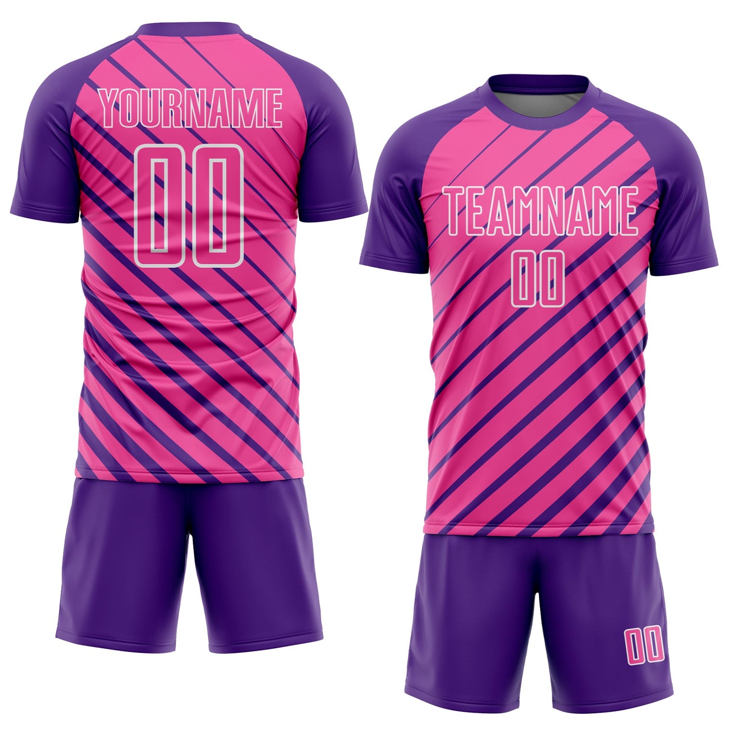 Custom Purple Pink-White Lines Sublimation Soccer Uniform Jersey Limited