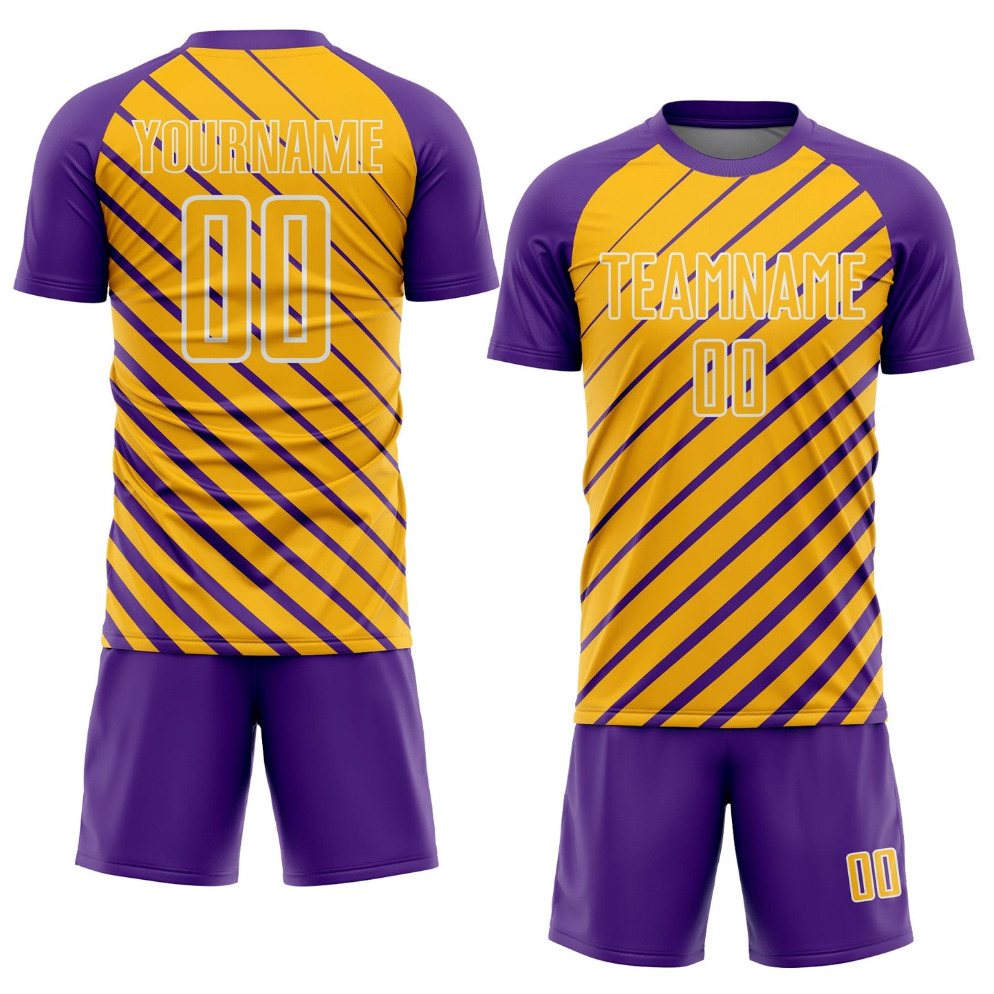 Custom Purple Gold-White Lines Sublimation Soccer Uniform Jersey Limited
