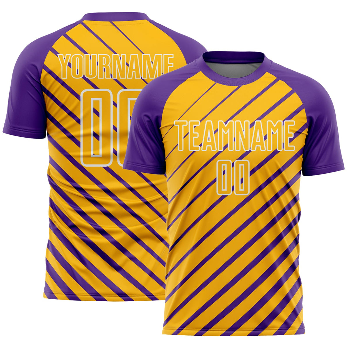 Custom Purple Gold-White Lines Sublimation Soccer Uniform Jersey
