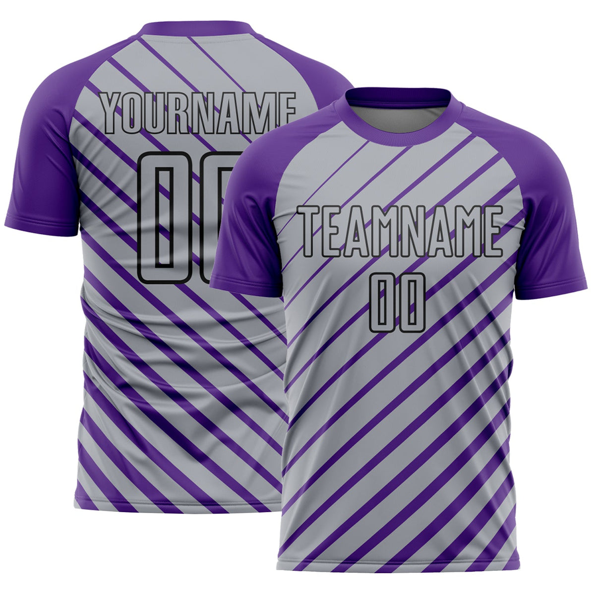 Custom Purple Gray-Black Lines Sublimation Soccer Uniform Jersey