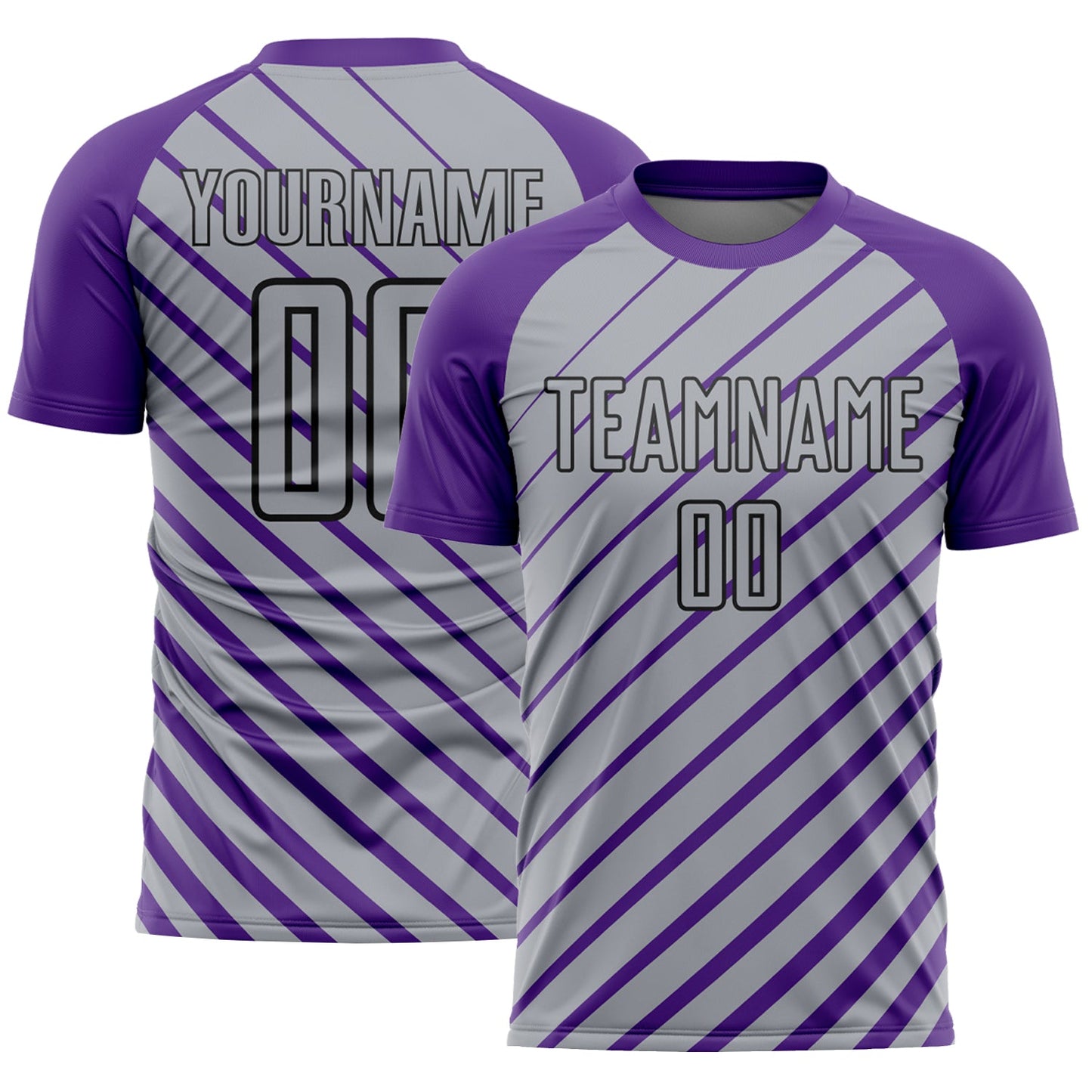 Custom Purple Gray-Black Lines Sublimation Soccer Uniform Jersey