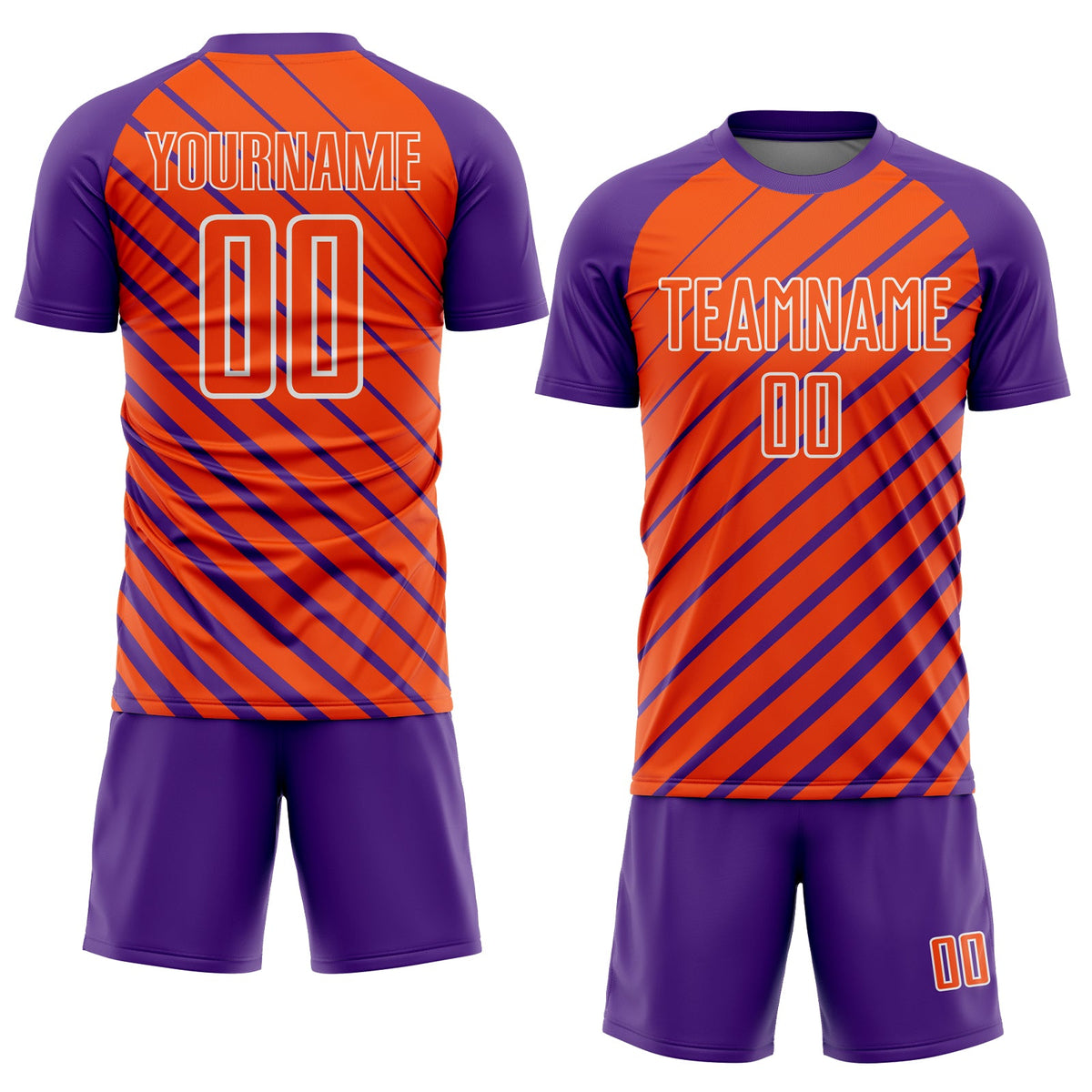 Custom Purple Orange-White Lines Sublimation Soccer Uniform Jersey Limited