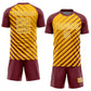 Custom Burgundy Gold-White Lines Sublimation Soccer Uniform Jersey Limited