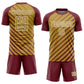 Custom Burgundy Old Gold-White Lines Sublimation Soccer Uniform Jersey Limited
