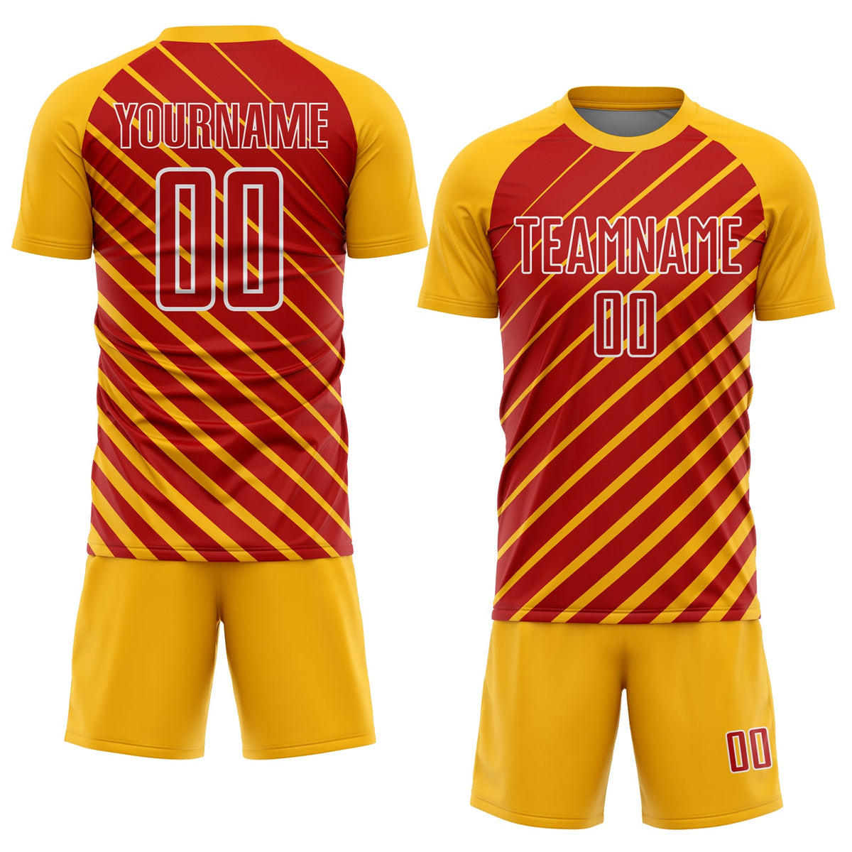 Custom Gold Red-White Lines Sublimation Soccer Uniform Jersey Limited