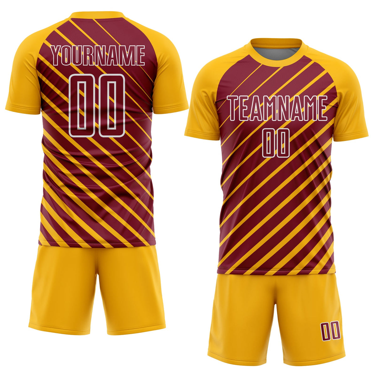 Custom Gold Crimson-White Lines Sublimation Soccer Uniform Jersey Limited
