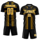 Custom Black Gold-White Lines Sublimation Soccer Uniform Jersey Limited
