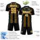 Custom Black Gold-White Lines Sublimation Soccer Uniform Jersey Limited