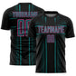 Custom Black Teal-Pink Lines Sublimation Soccer Uniform Jersey
