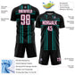Custom Black White Aqua-Pink Lines Sublimation Soccer Uniform Jersey Limited