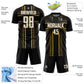 Custom Black White-Old Gold Lines Sublimation Soccer Uniform Jersey Limited