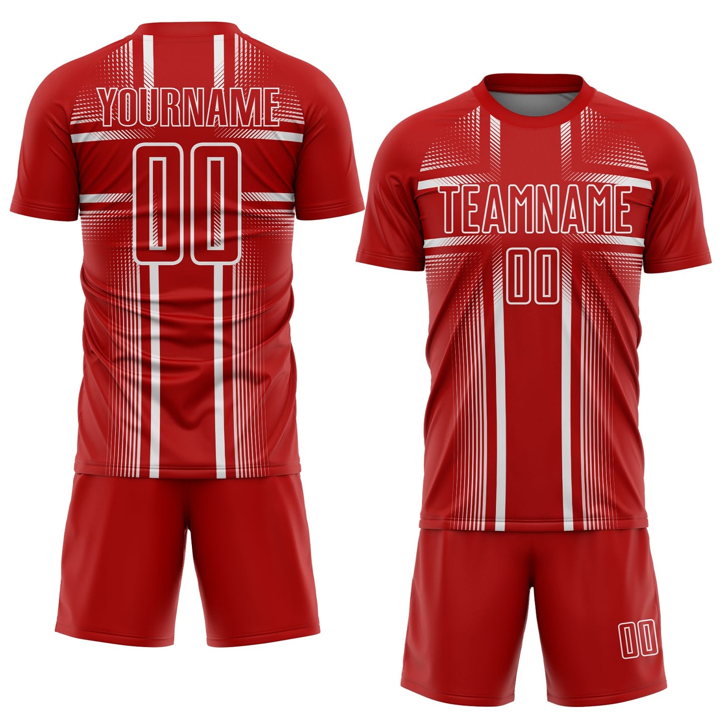 Custom Red White Lines Sublimation Soccer Uniform Jersey Limited