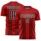 Custom Red Black-White Lines Sublimation Soccer Uniform Jersey