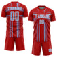 Custom Red Light Blue-White Lines Sublimation Soccer Uniform Jersey Limited