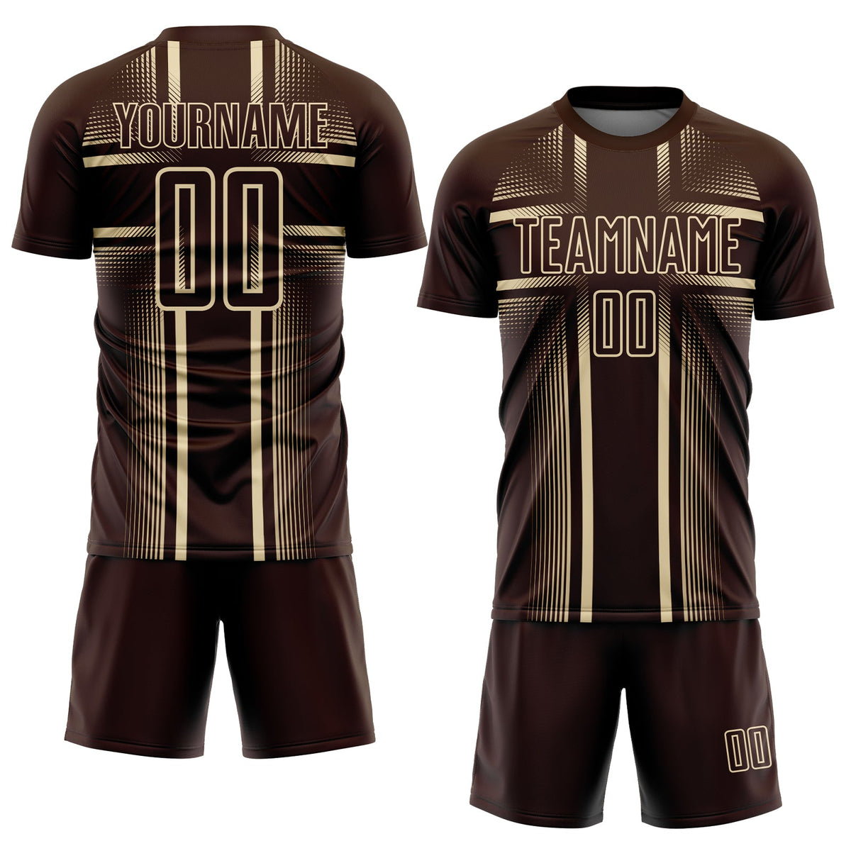Custom Brown Cream Lines Sublimation Soccer Uniform Jersey Limited