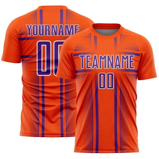 Custom Orange Purple-White Lines Sublimation Soccer Uniform Jersey