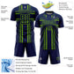Custom Navy Neon Green-White Lines Sublimation Soccer Uniform Jersey Limited