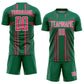 Custom Kelly Green Neon Pink-White Lines Sublimation Soccer Uniform Jersey Limited