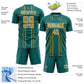 Custom Teal Old Gold-White Lines Sublimation Soccer Uniform Jersey Limited