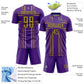 Custom Purple Old Gold-Black Lines Sublimation Soccer Uniform Jersey Limited
