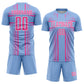 Custom Light Blue Pink-White Lines Sublimation Soccer Uniform Jersey Limited