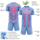Custom Light Blue Pink-White Lines Sublimation Soccer Uniform Jersey Limited