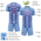 Custom Light Blue Purple-White Lines Sublimation Soccer Uniform Jersey Limited