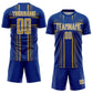 Custom Royal Old Gold-White Lines Sublimation Soccer Uniform Jersey Limited