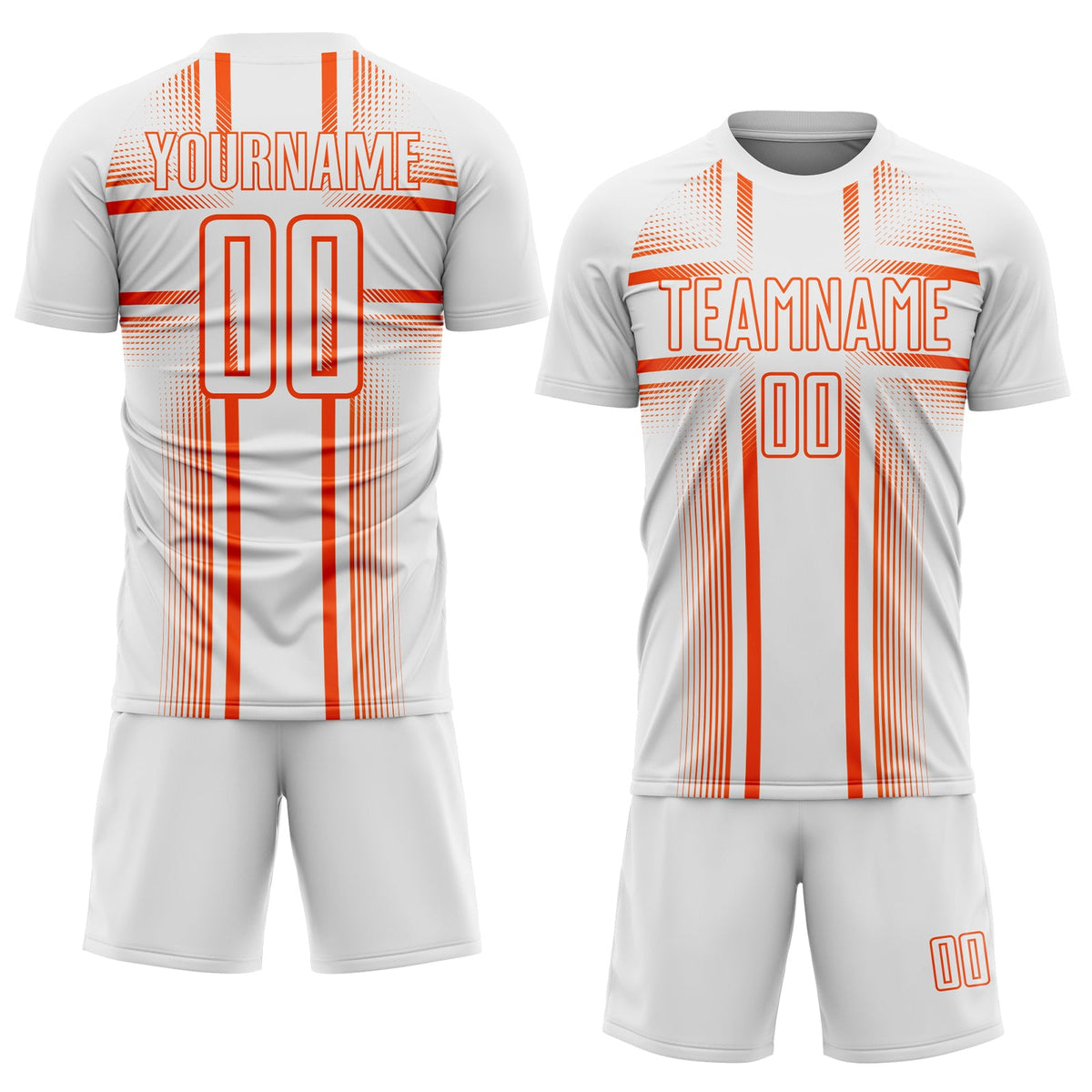 Custom White Orange Lines Sublimation Soccer Uniform Jersey Limited