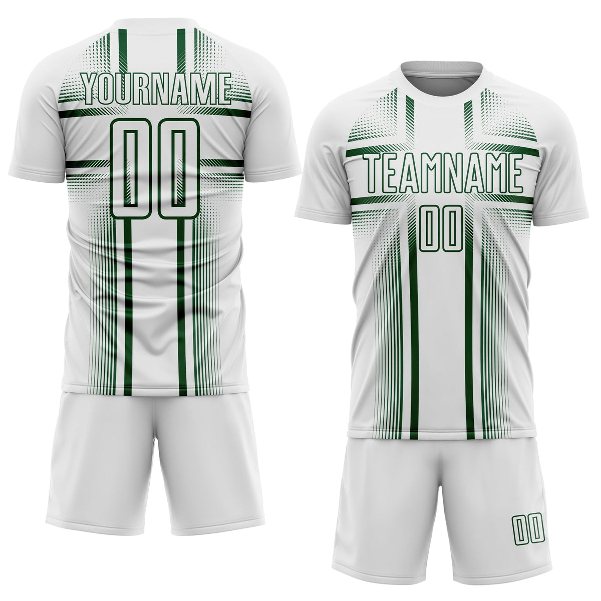 Custom White Green Lines Sublimation Soccer Uniform Jersey Limited
