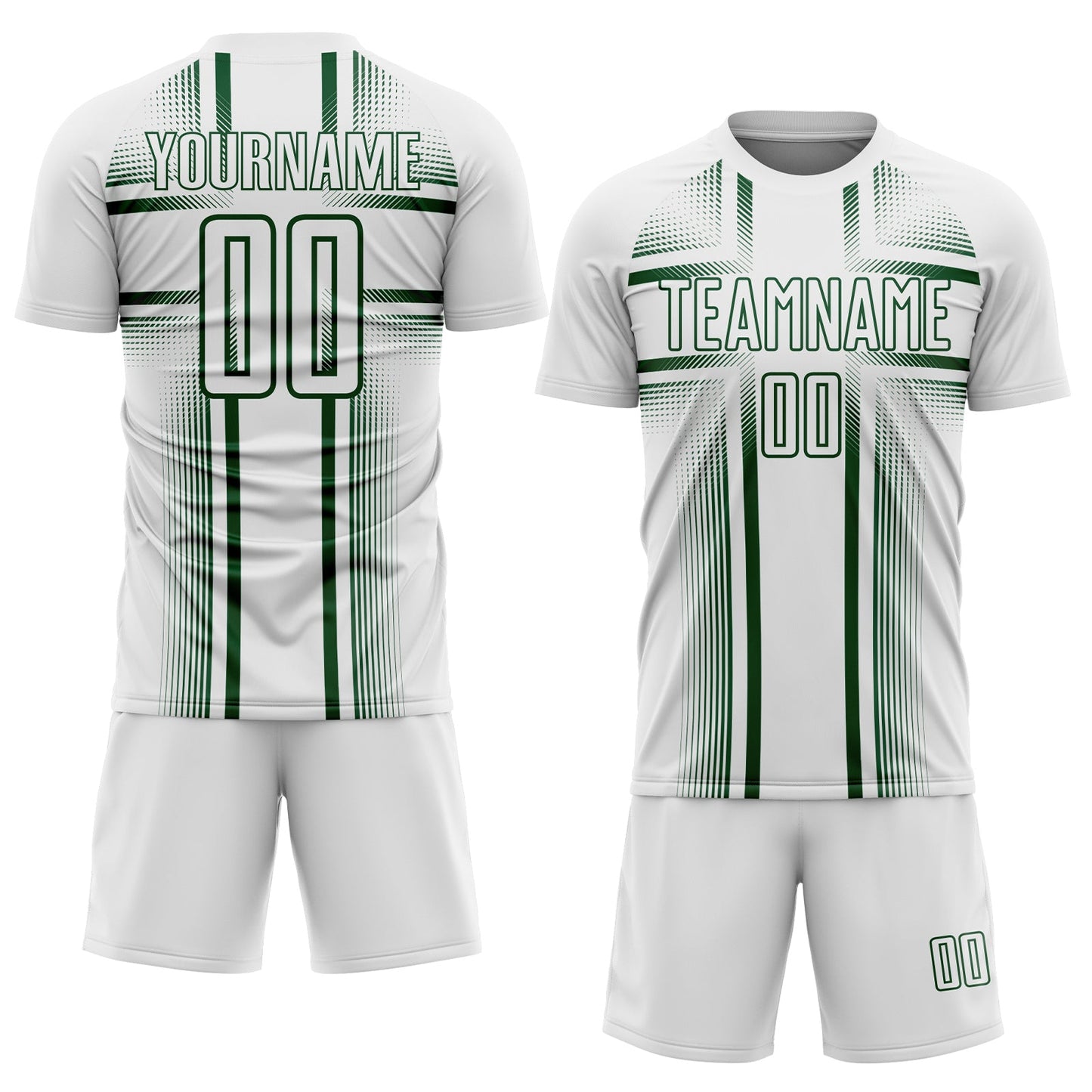 Custom White Green Lines Sublimation Soccer Uniform Jersey Limited