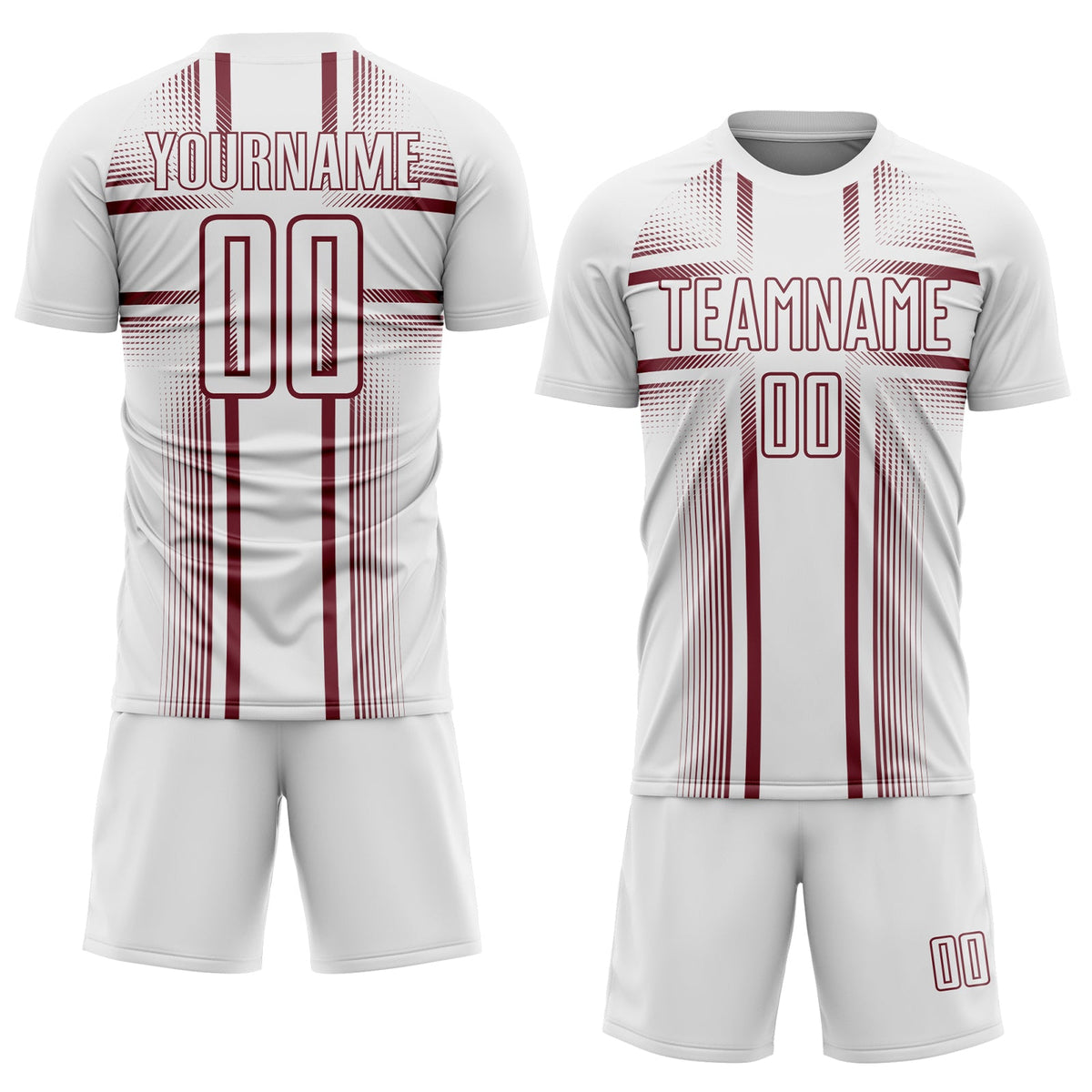 Custom White Burgundy Lines Sublimation Soccer Uniform Jersey Limited