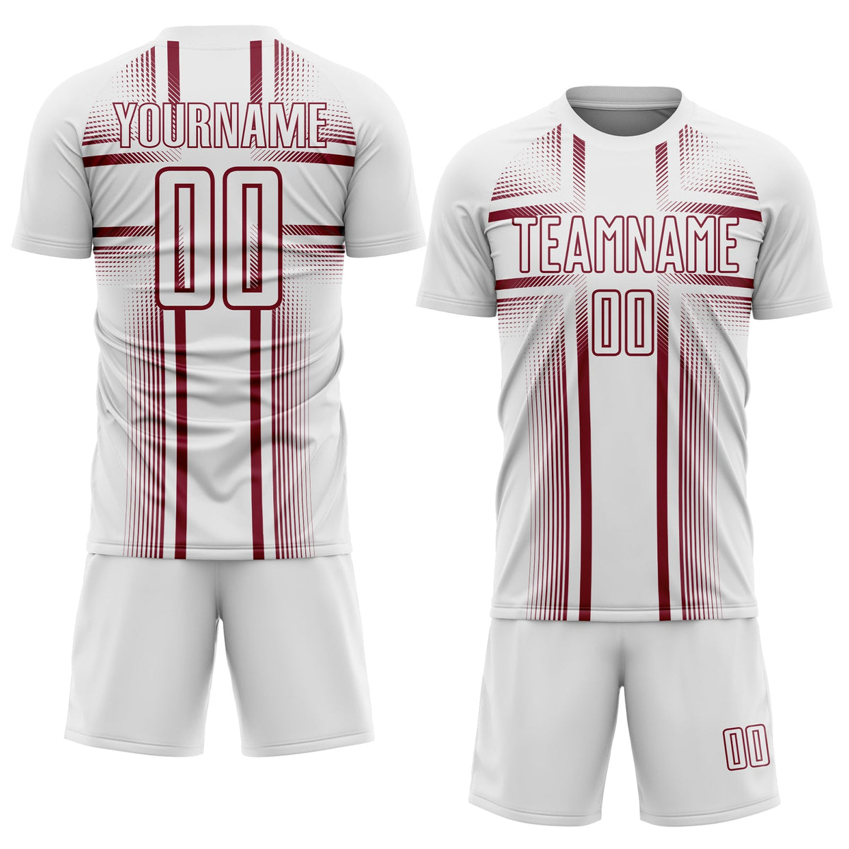 Custom White Crimson Lines Sublimation Soccer Uniform Jersey Limited