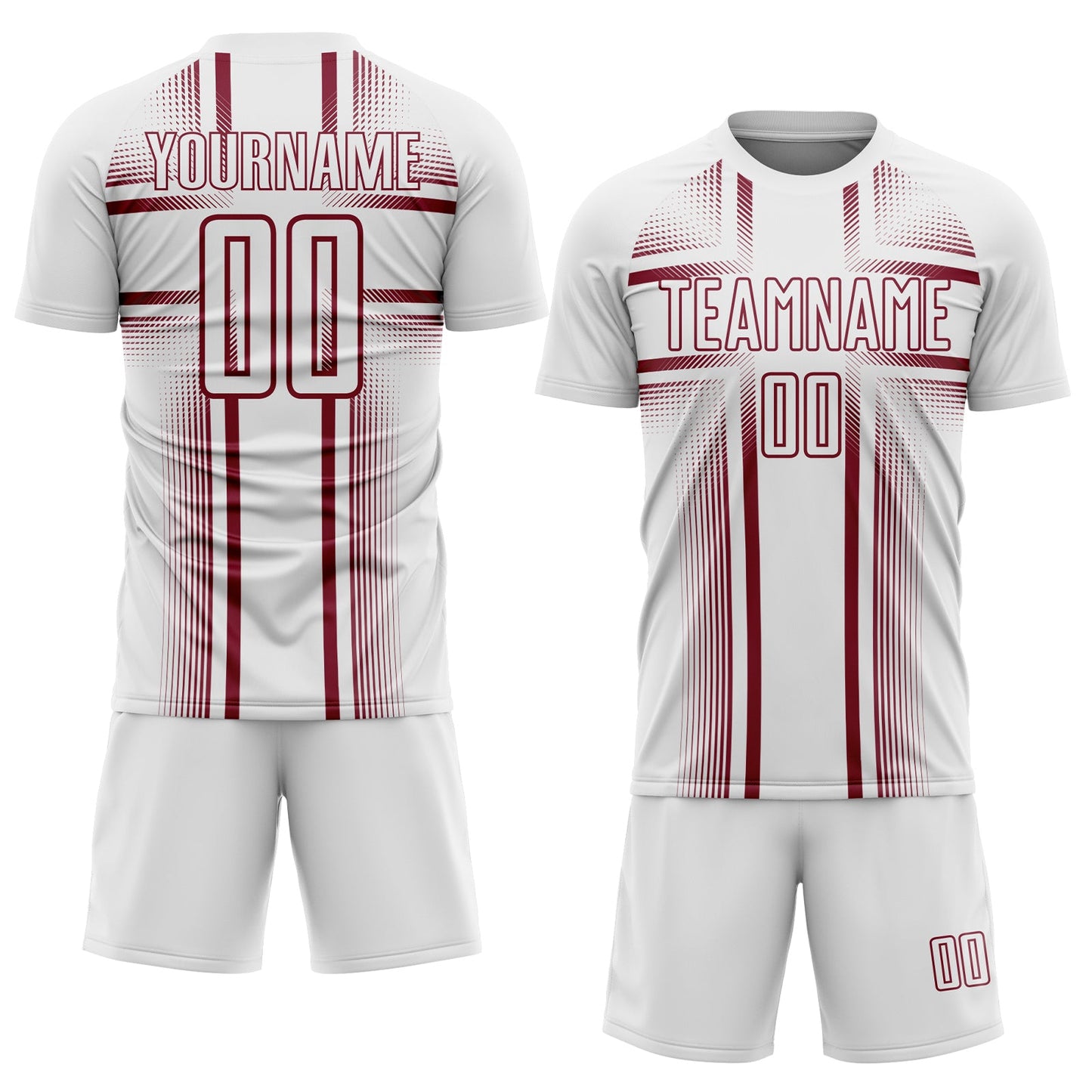 Custom White Crimson Lines Sublimation Soccer Uniform Jersey Limited