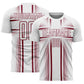 Custom White Crimson Lines Sublimation Soccer Uniform Jersey