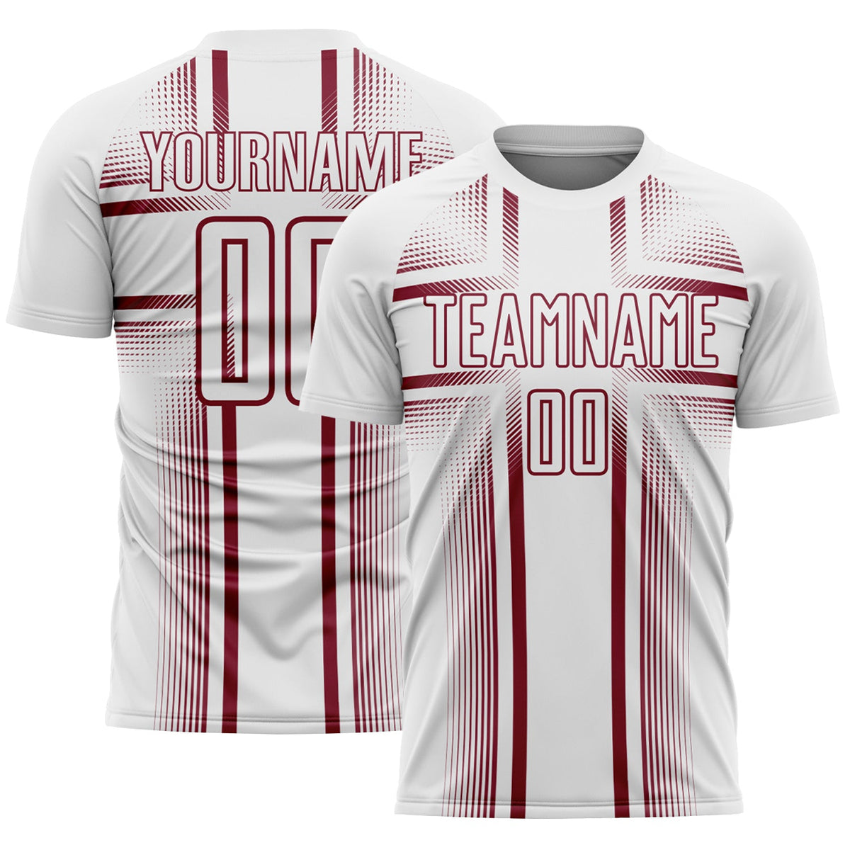 Custom White Crimson Lines Sublimation Soccer Uniform Jersey