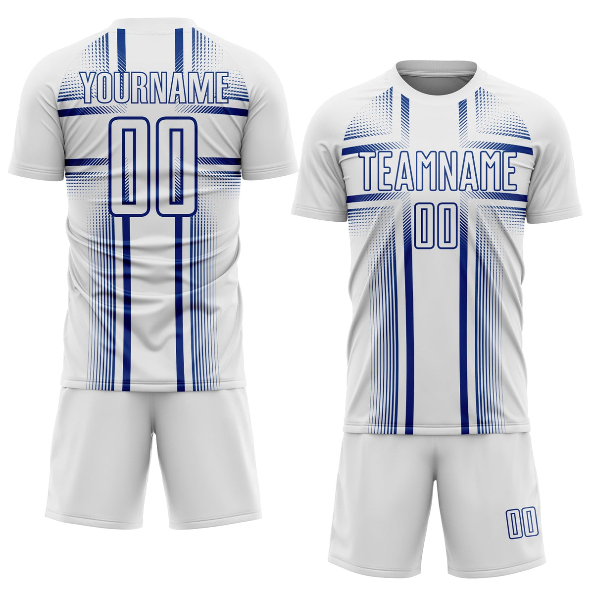 Custom White Royal Lines Sublimation Soccer Uniform Jersey Limited