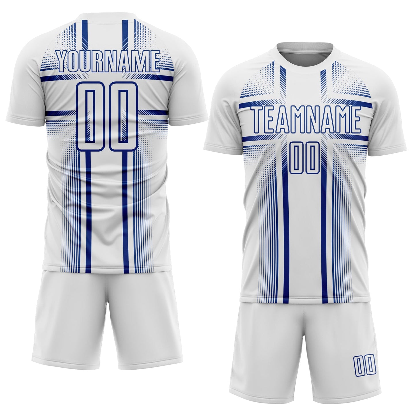 Custom White Royal Lines Sublimation Soccer Uniform Jersey Limited