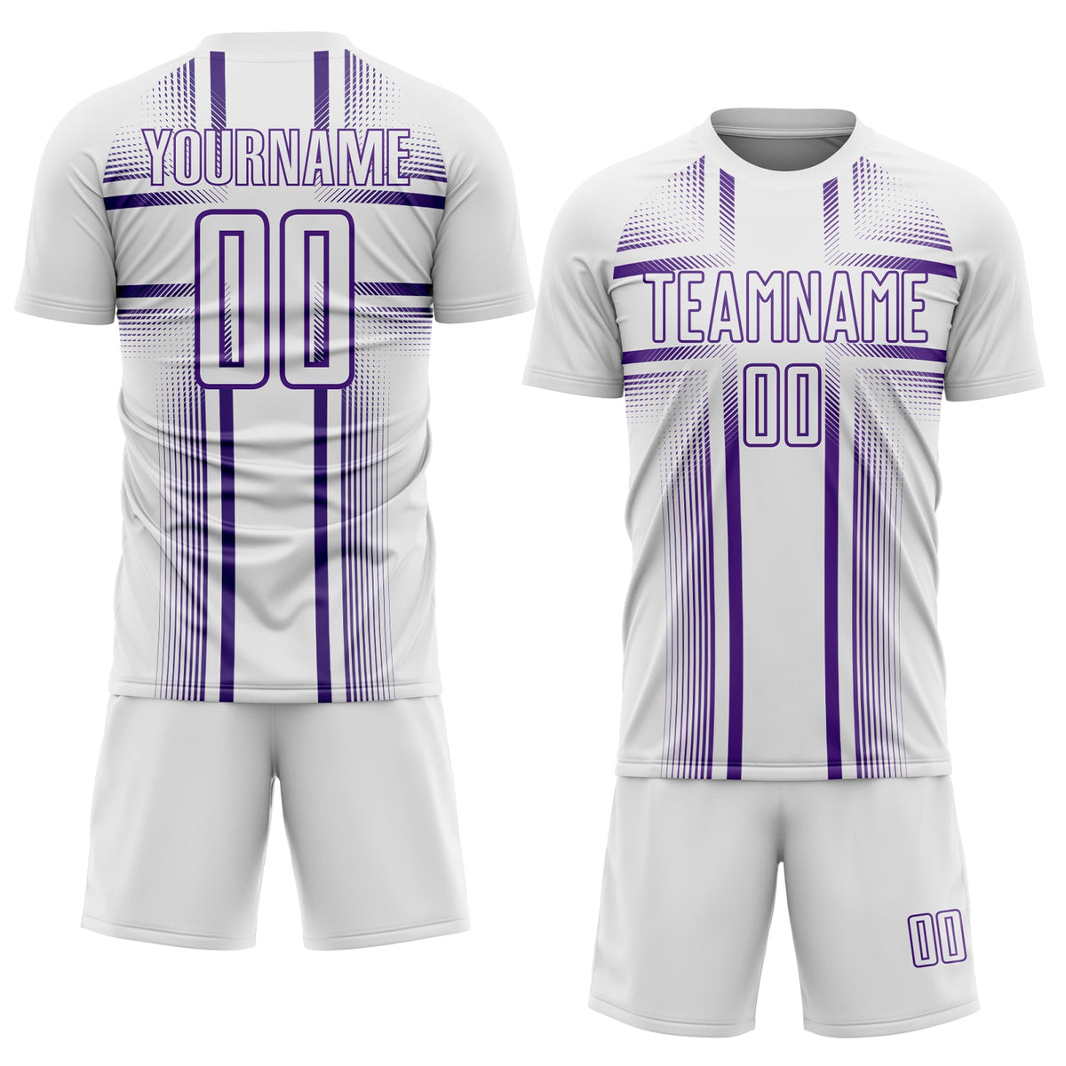 Custom White Purple Lines Sublimation Soccer Uniform Jersey Limited